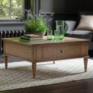 Mestiza Wooden Square Coffee Table With 2 Drawers In Natural