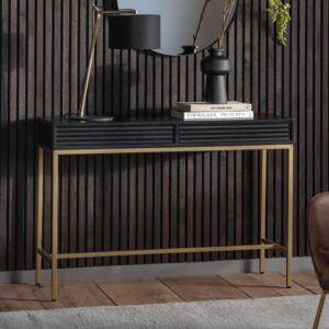 Pauls Wooden Console Table With 2 Drawers In Black