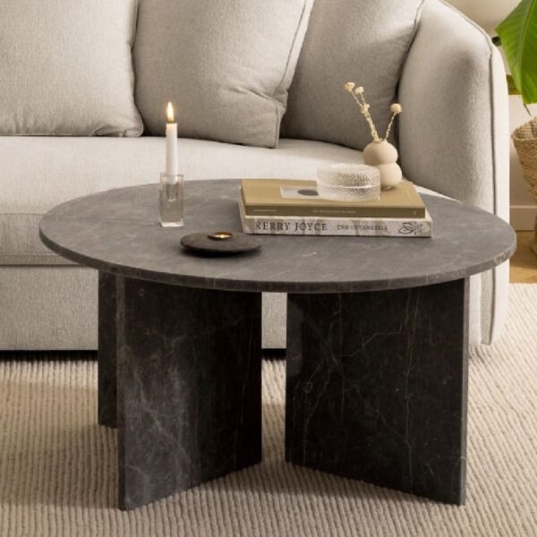 Vashon Marble Round Coffee Table in Marron