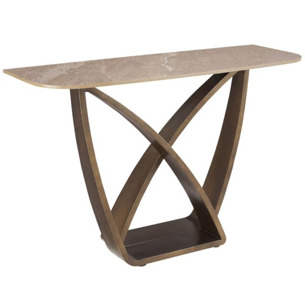 Vernal Sintered Stone Top Console Table In Brown