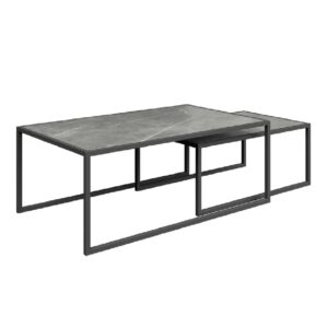 Barrie Ceramic Nesting Coffee Tables In Matte Grey