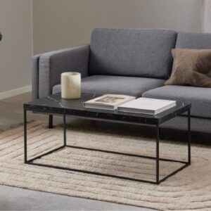 Bellmore Wooden Rectangular Coffee Table In Black Marble Effect