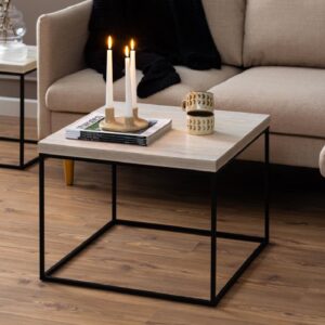 Bellmore Wooden Square Coffee Table In Travertine