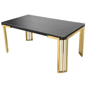 Davos Black Sintered Stone Coffee Table With Gold Frame