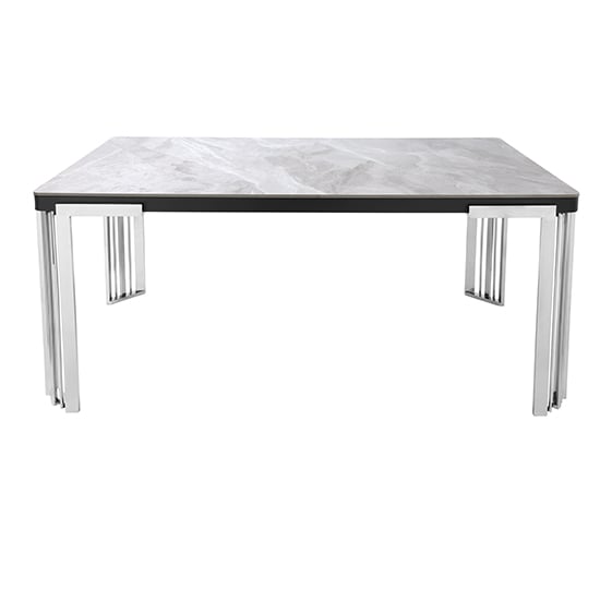 Davos Grey Sintered Stone Coffee Table With Silver Frame