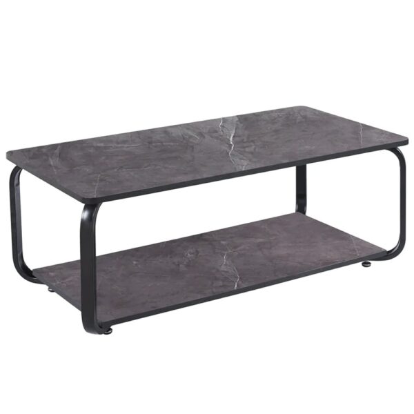 Nyla Gloss Grey Marble Effect Coffee Table With Black Frame