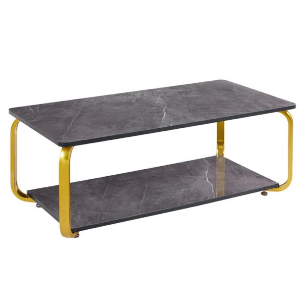 Nyla Gloss Grey Marble Effect Coffee Table With Gold Frame