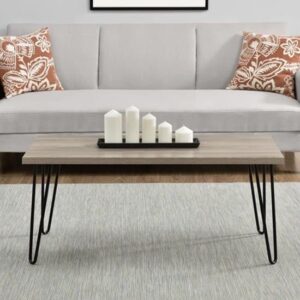 Ojai Wooden Coffee Table With Black Legs In Rustic Oak