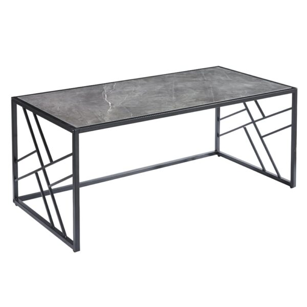 Ovid Gloss Grey Marble Effect Coffee Table With Black Frame