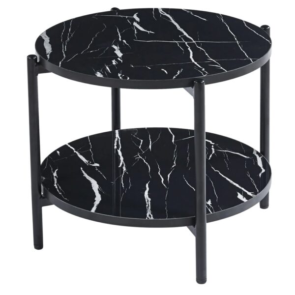 Vilna Small Gloss Black Marble Effect Coffee Table With Black Frame