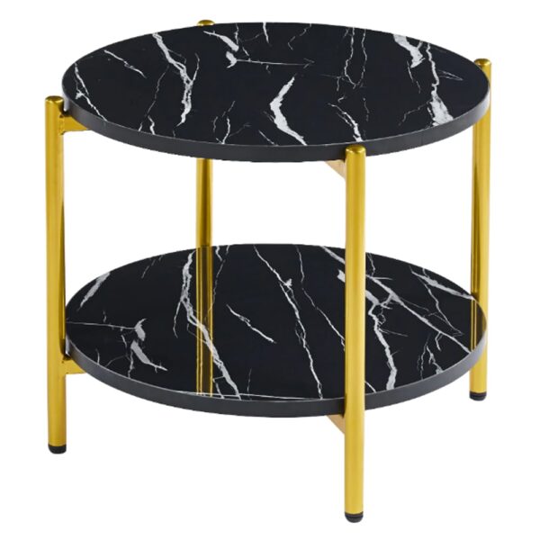 Vilna Small Gloss Black Marble Effect Coffee Table With Gold Frame